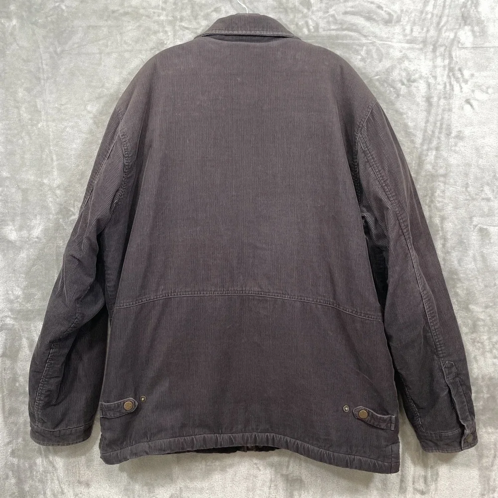 Eddie Bauer Jacket Mens  XL Tall  Gray Corduroy Sherpa Lined Workwear Chore Barn